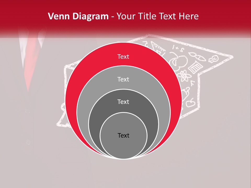 A Man In A Suit Holding A Chalkboard With A Graduation Cap On It PowerPoint Template