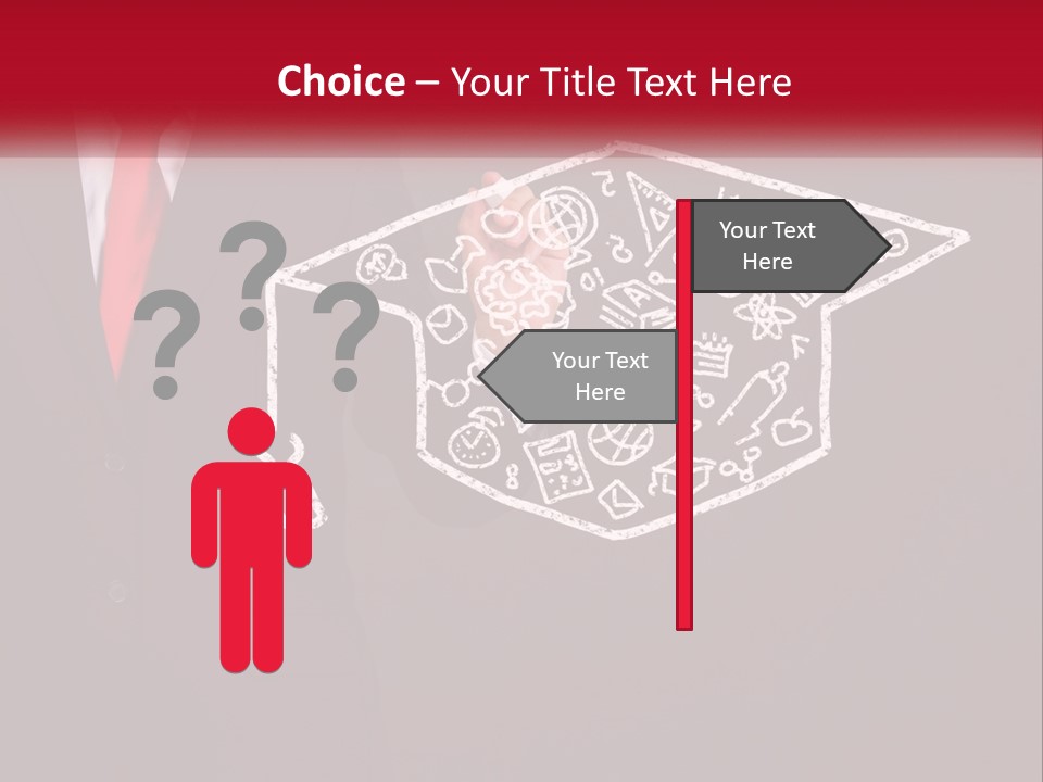 A Man In A Suit Holding A Chalkboard With A Graduation Cap On It PowerPoint Template