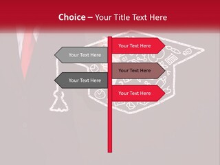 A Man In A Suit Holding A Chalkboard With A Graduation Cap On It PowerPoint Template