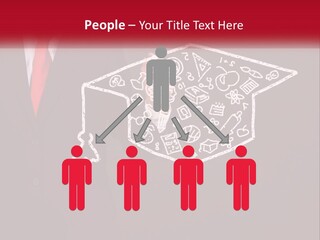 A Man In A Suit Holding A Chalkboard With A Graduation Cap On It PowerPoint Template