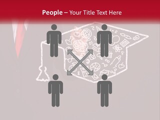 A Man In A Suit Holding A Chalkboard With A Graduation Cap On It PowerPoint Template