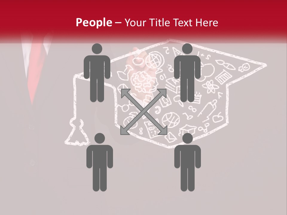 A Man In A Suit Holding A Chalkboard With A Graduation Cap On It PowerPoint Template