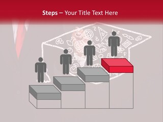 A Man In A Suit Holding A Chalkboard With A Graduation Cap On It PowerPoint Template