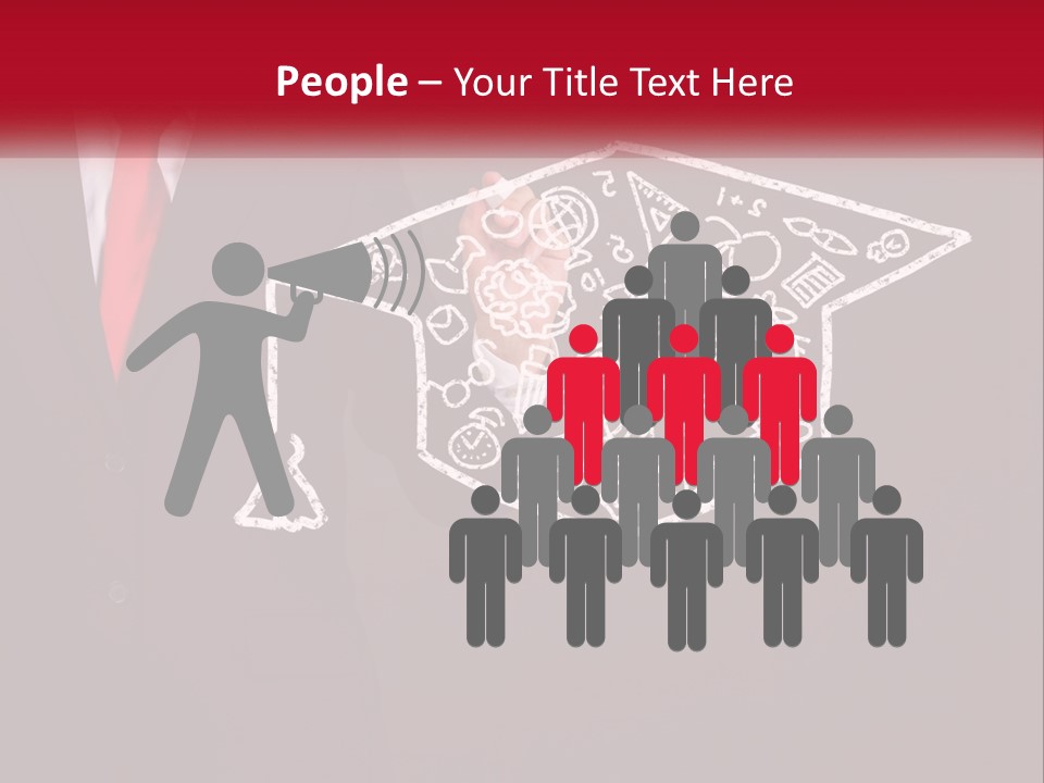 A Man In A Suit Holding A Chalkboard With A Graduation Cap On It PowerPoint Template