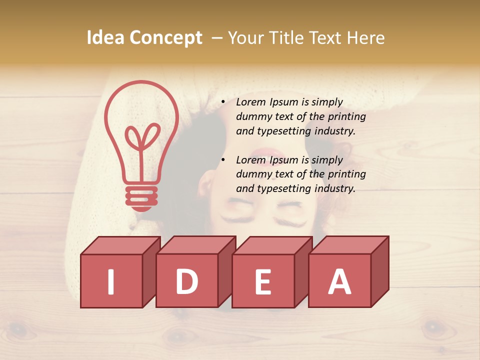 A Woman Laying Down On A Wooden Floor With Her Eyes Closed PowerPoint Template