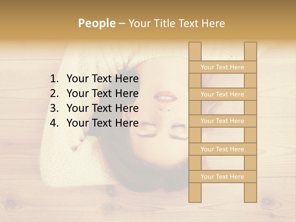 A Woman Laying Down On A Wooden Floor With Her Eyes Closed PowerPoint Template