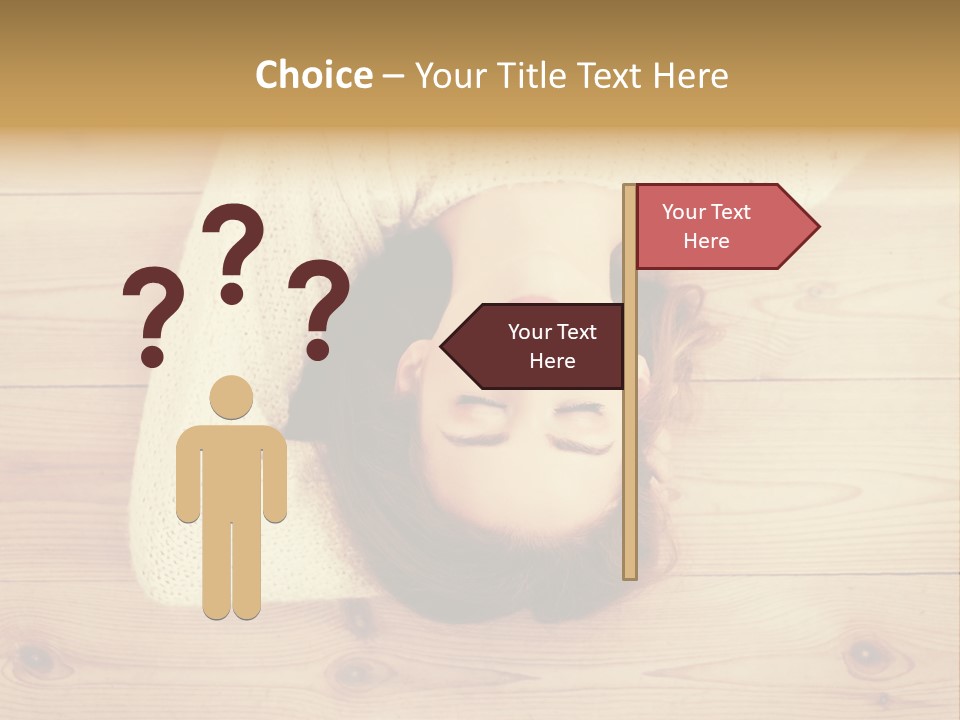 A Woman Laying Down On A Wooden Floor With Her Eyes Closed PowerPoint Template