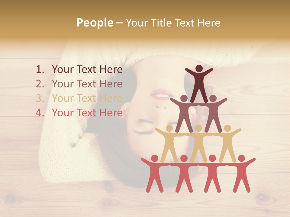 A Woman Laying Down On A Wooden Floor With Her Eyes Closed PowerPoint Template