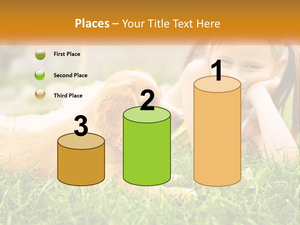 A Little Girl Laying On The Grass With A Dog PowerPoint Template