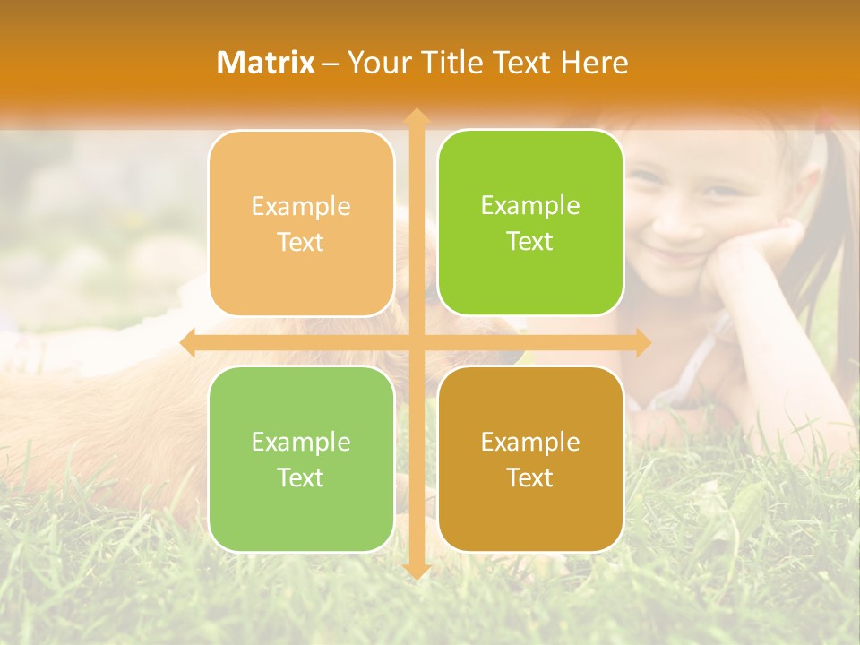 A Little Girl Laying On The Grass With A Dog PowerPoint Template