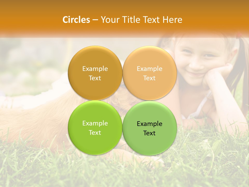 A Little Girl Laying On The Grass With A Dog PowerPoint Template