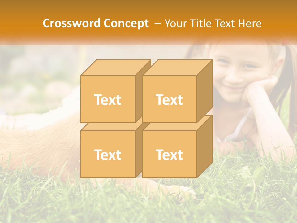 A Little Girl Laying On The Grass With A Dog PowerPoint Template