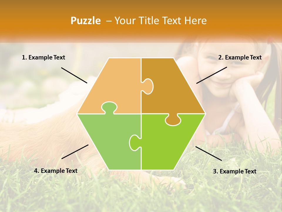 A Little Girl Laying On The Grass With A Dog PowerPoint Template