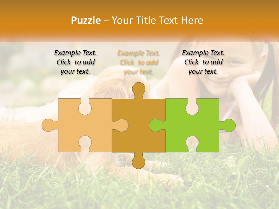 A Little Girl Laying On The Grass With A Dog PowerPoint Template