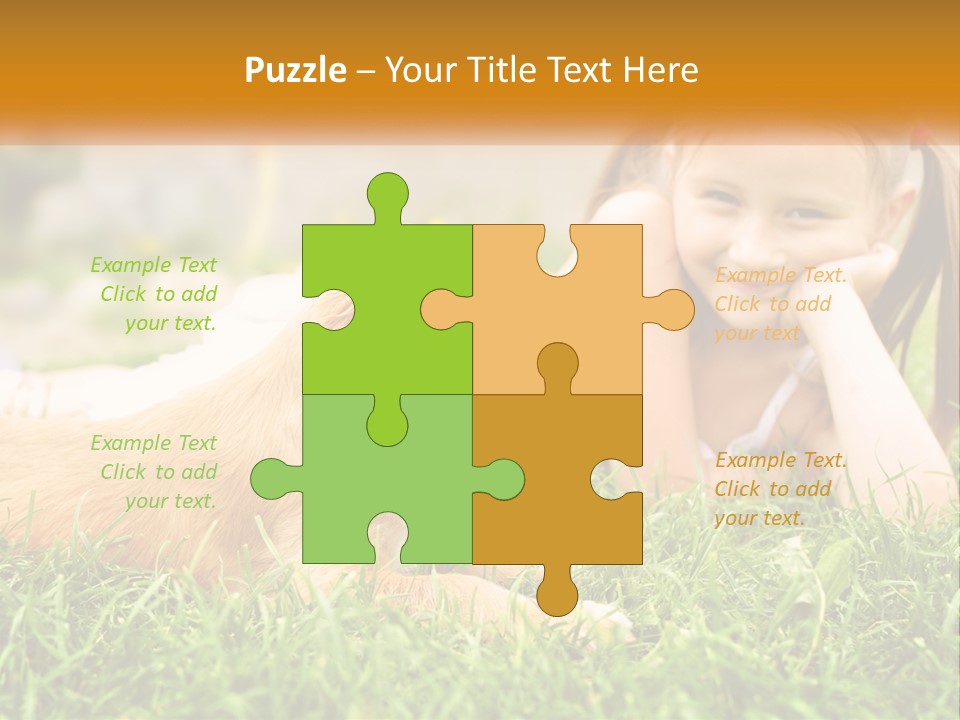 A Little Girl Laying On The Grass With A Dog PowerPoint Template