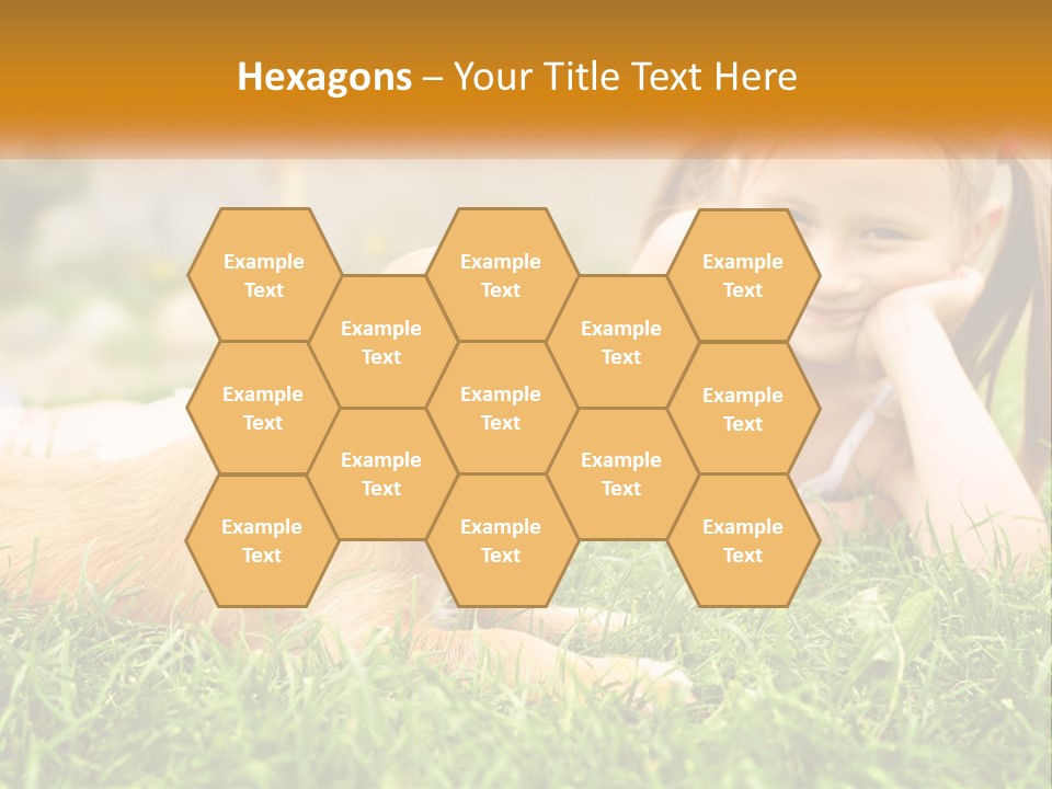 A Little Girl Laying On The Grass With A Dog PowerPoint Template