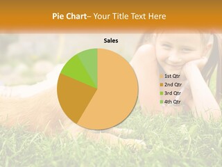 A Little Girl Laying On The Grass With A Dog PowerPoint Template