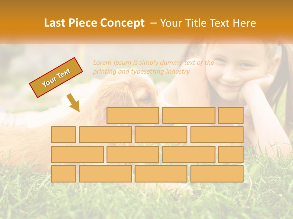A Little Girl Laying On The Grass With A Dog PowerPoint Template