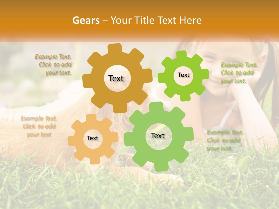 A Little Girl Laying On The Grass With A Dog PowerPoint Template