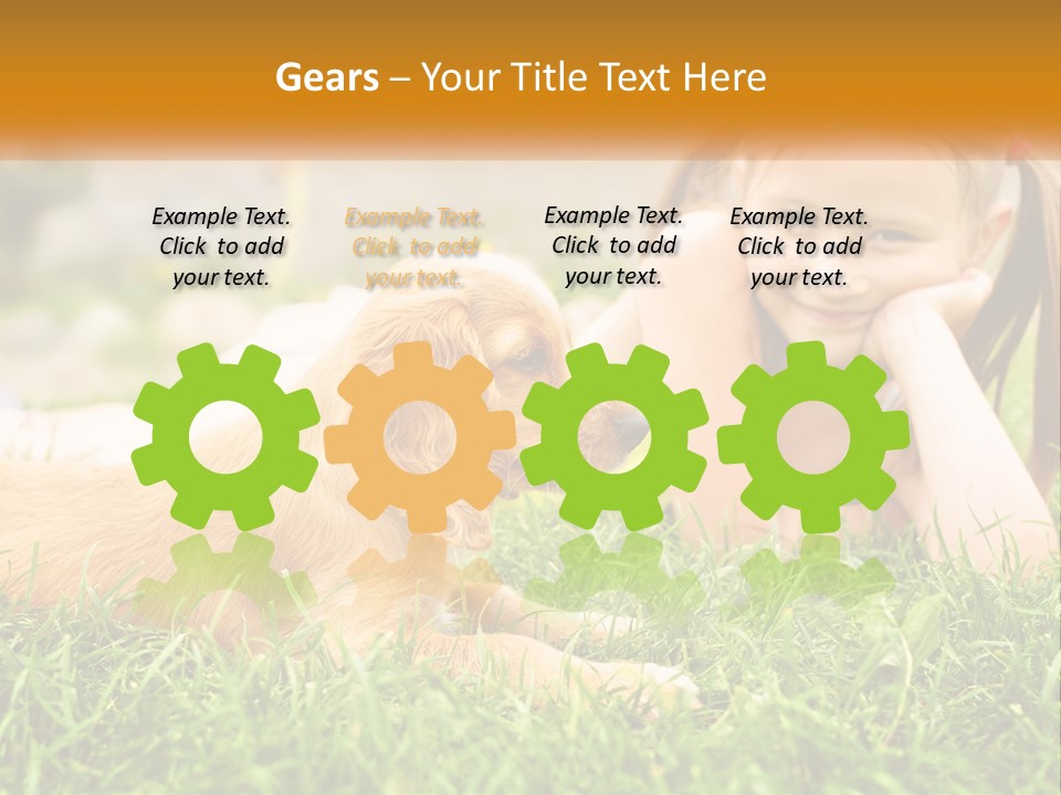 A Little Girl Laying On The Grass With A Dog PowerPoint Template