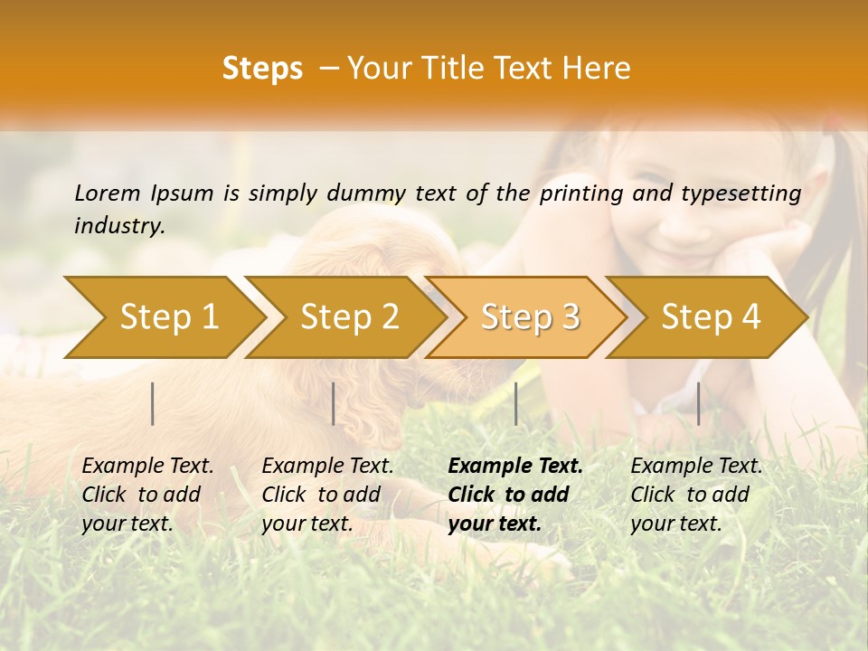 A Little Girl Laying On The Grass With A Dog PowerPoint Template