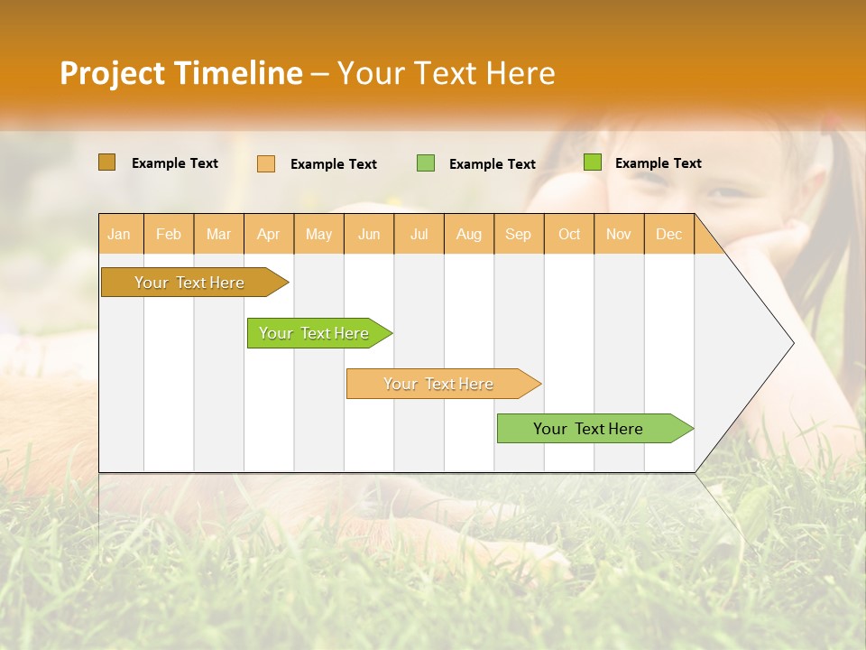 A Little Girl Laying On The Grass With A Dog PowerPoint Template