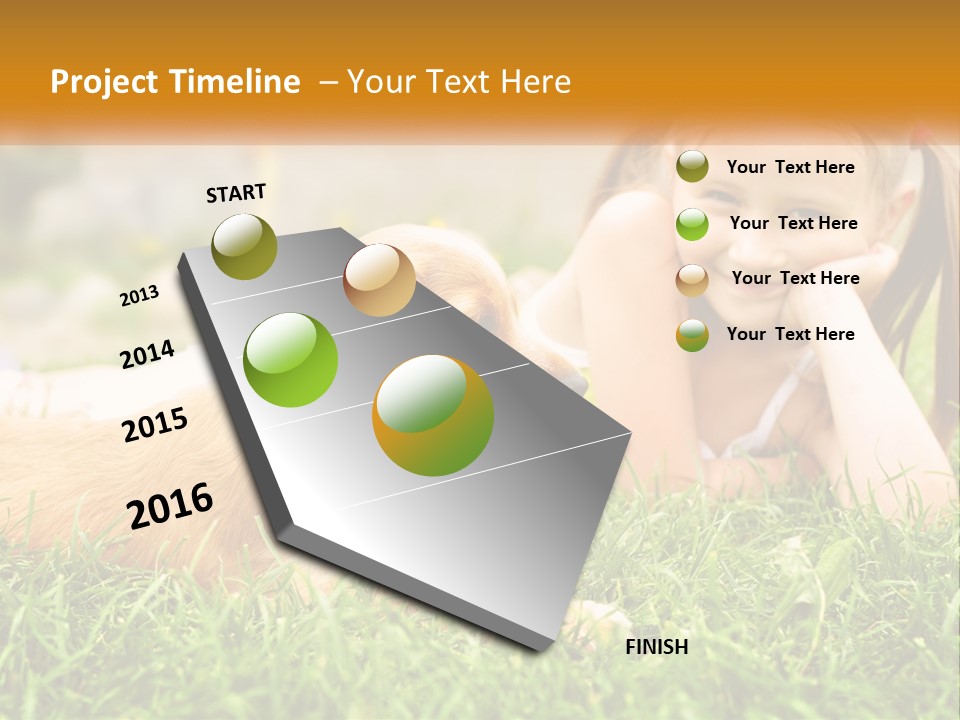 A Little Girl Laying On The Grass With A Dog PowerPoint Template