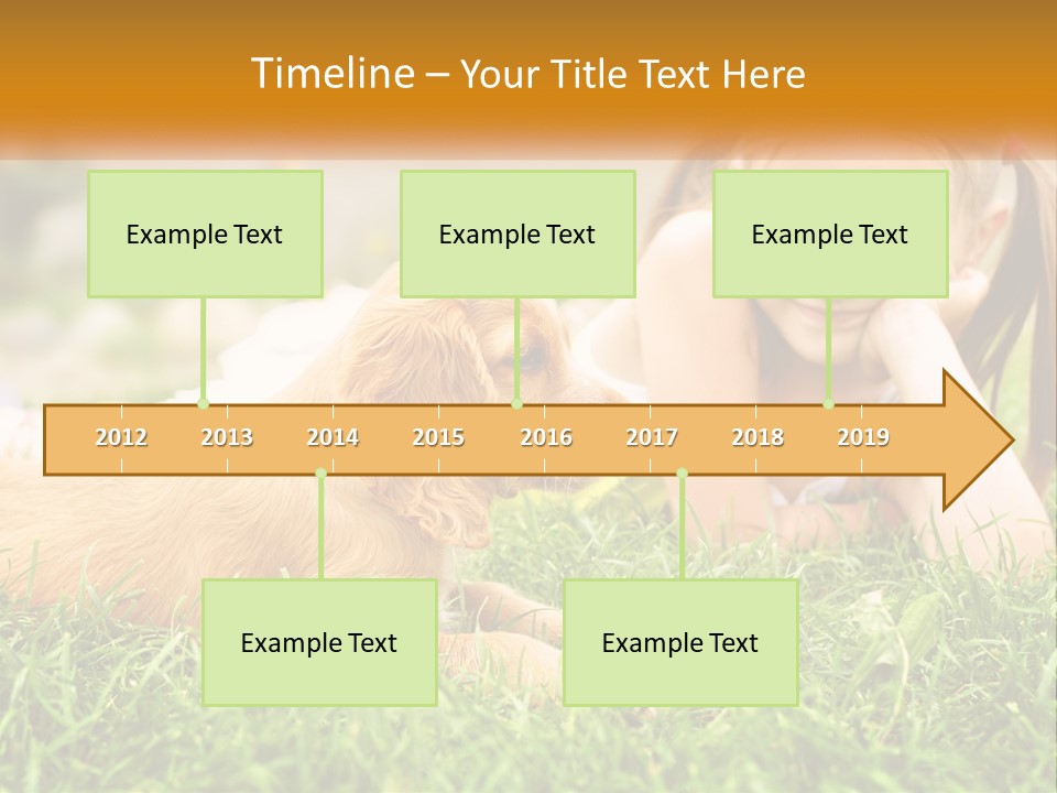 A Little Girl Laying On The Grass With A Dog PowerPoint Template