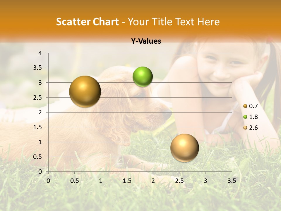 A Little Girl Laying On The Grass With A Dog PowerPoint Template