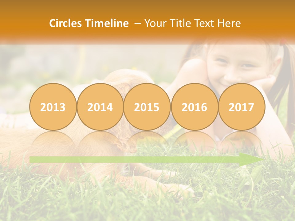 A Little Girl Laying On The Grass With A Dog PowerPoint Template