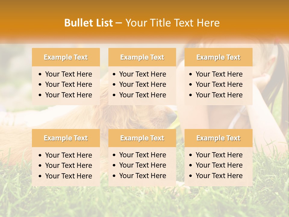 A Little Girl Laying On The Grass With A Dog PowerPoint Template