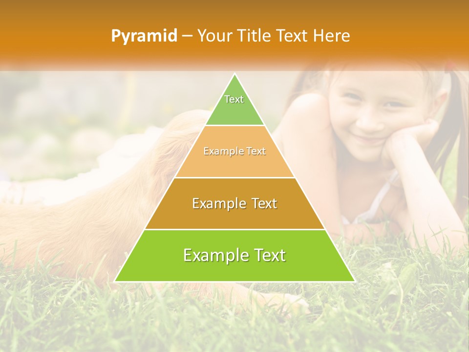 A Little Girl Laying On The Grass With A Dog PowerPoint Template