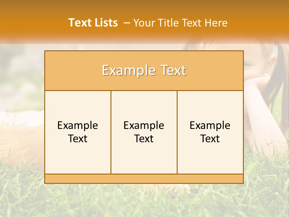 A Little Girl Laying On The Grass With A Dog PowerPoint Template