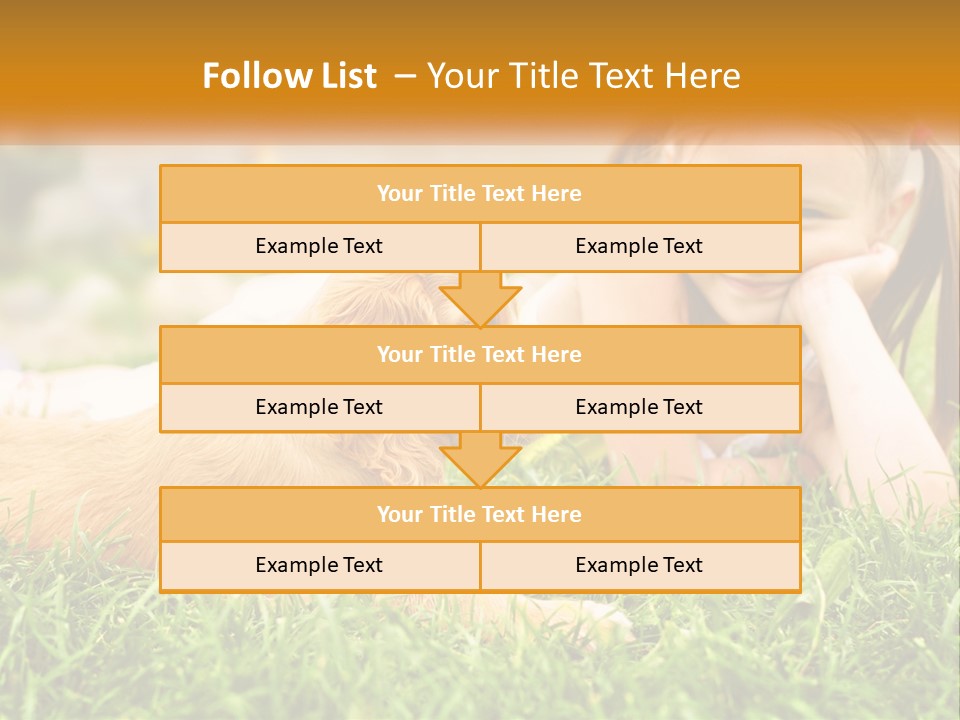 A Little Girl Laying On The Grass With A Dog PowerPoint Template