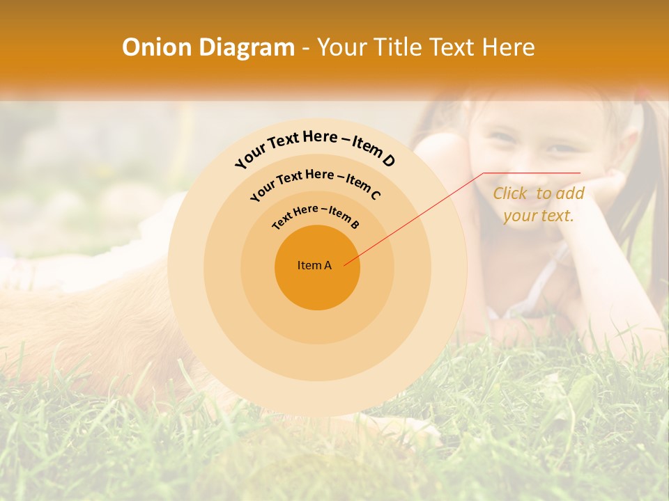 A Little Girl Laying On The Grass With A Dog PowerPoint Template