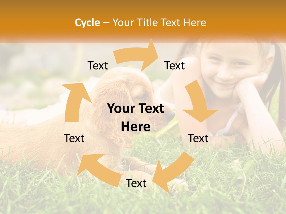 A Little Girl Laying On The Grass With A Dog PowerPoint Template