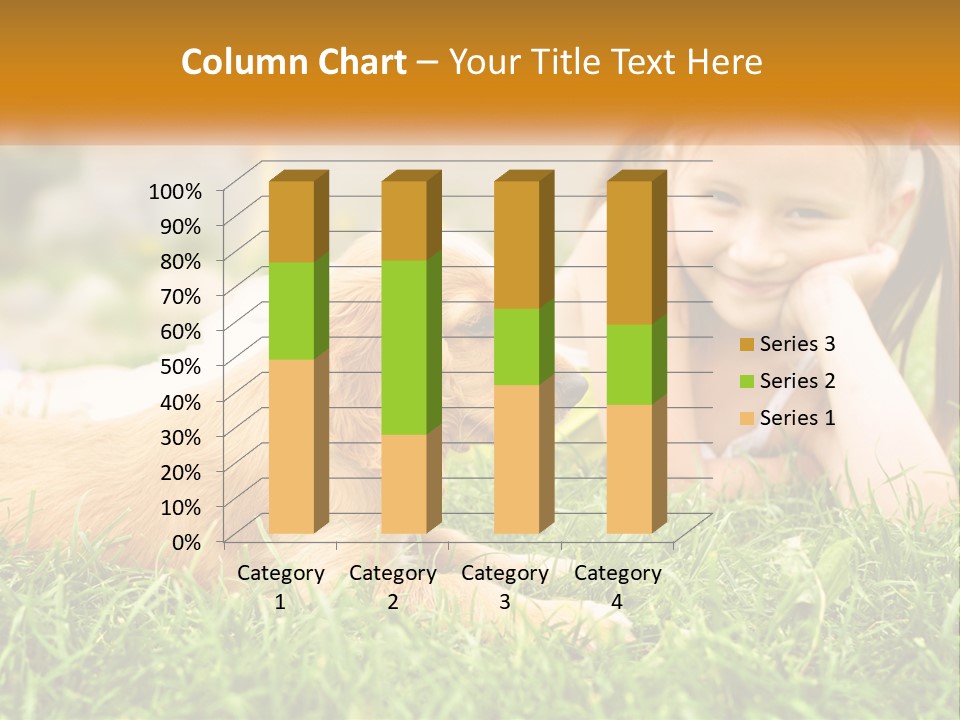 A Little Girl Laying On The Grass With A Dog PowerPoint Template