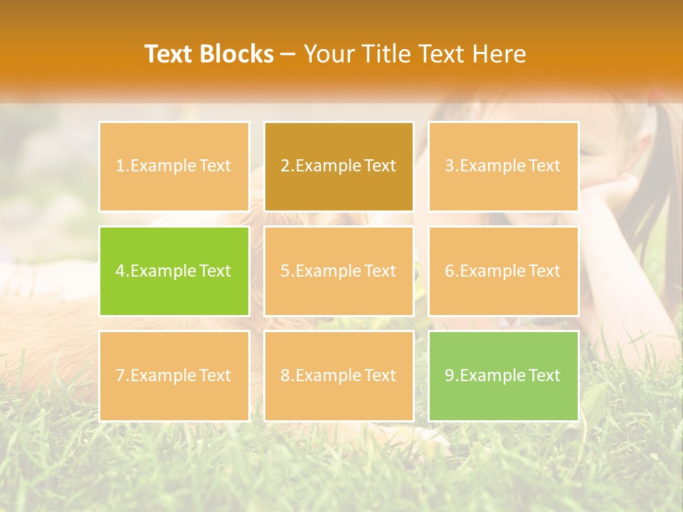 A Little Girl Laying On The Grass With A Dog PowerPoint Template