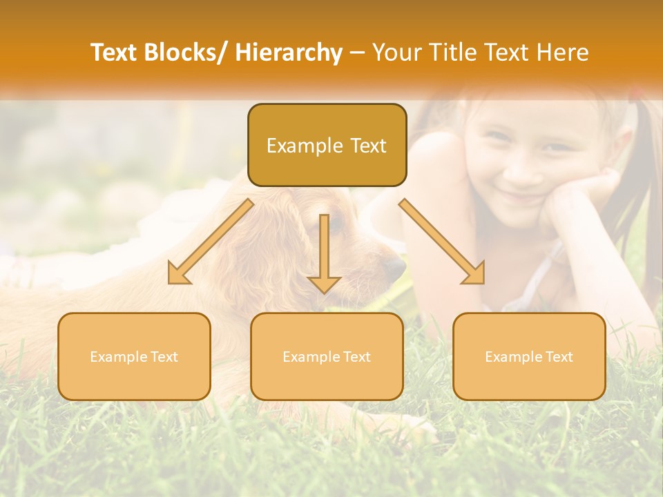 A Little Girl Laying On The Grass With A Dog PowerPoint Template