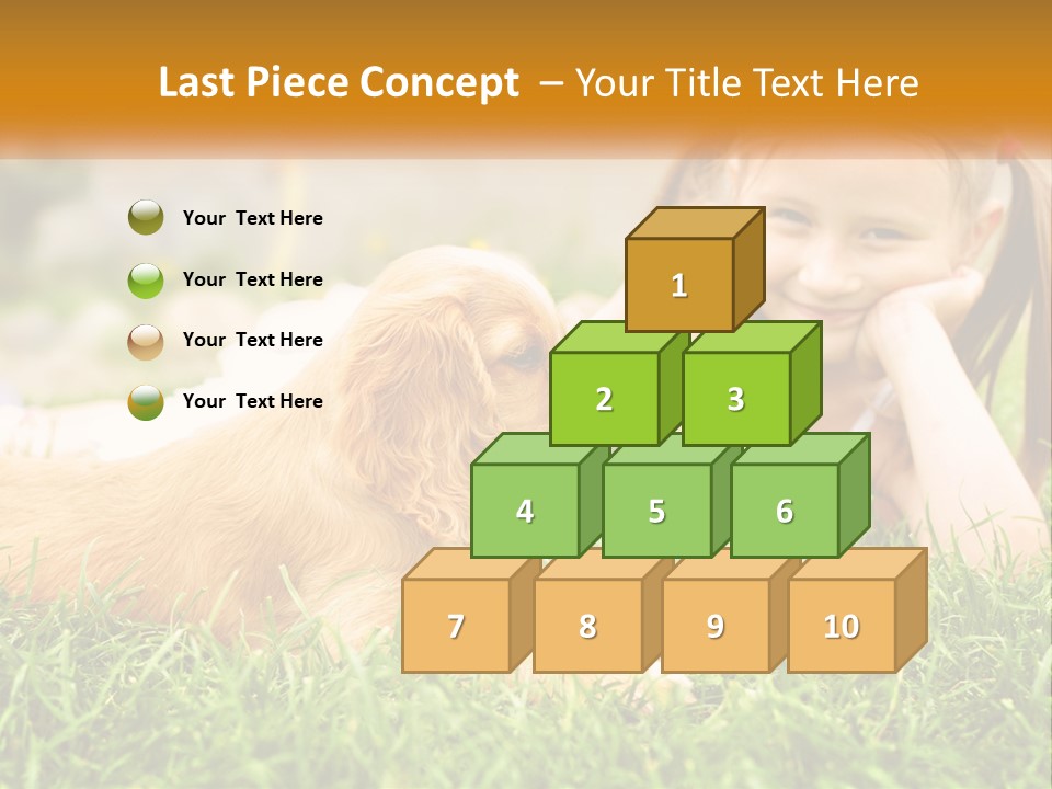 A Little Girl Laying On The Grass With A Dog PowerPoint Template