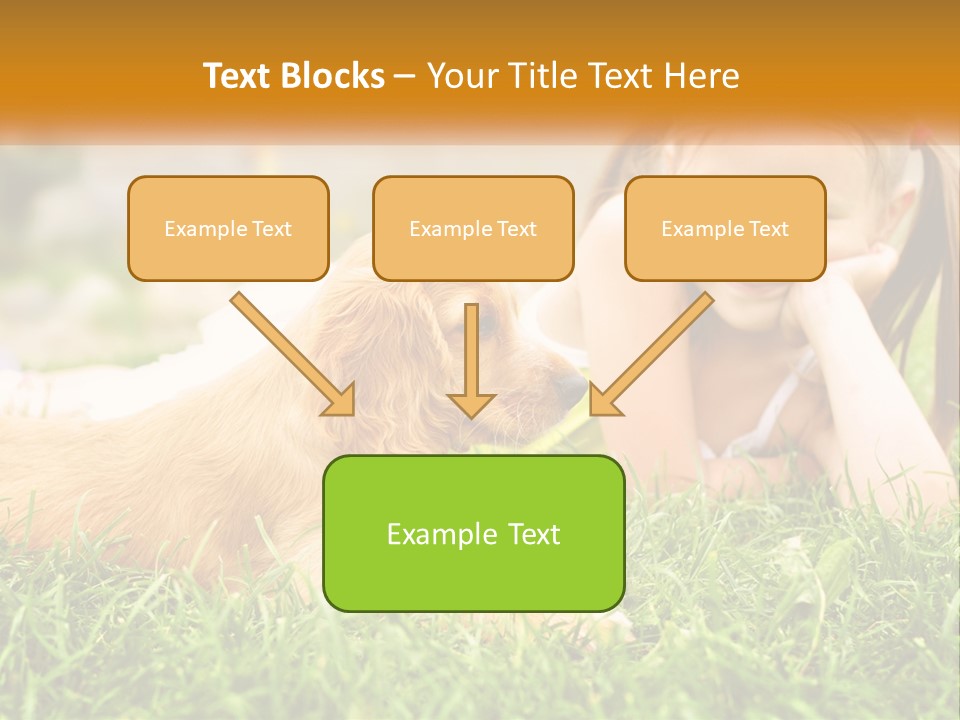 A Little Girl Laying On The Grass With A Dog PowerPoint Template