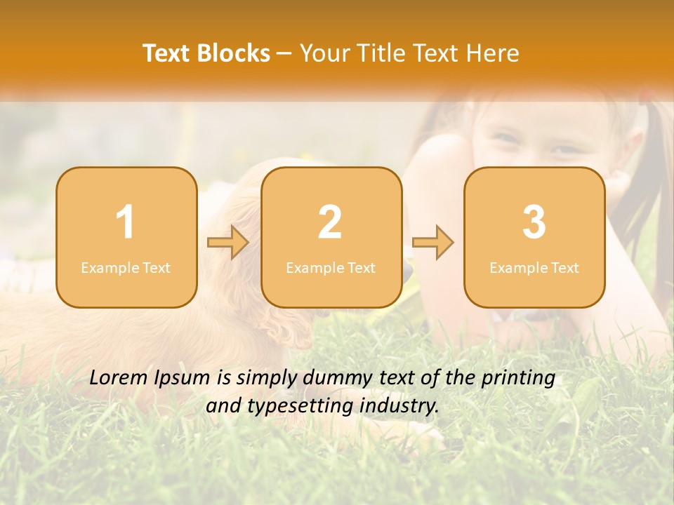 A Little Girl Laying On The Grass With A Dog PowerPoint Template