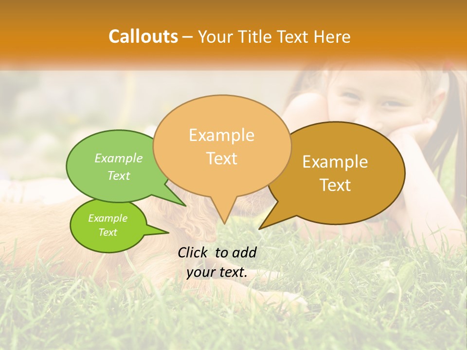 A Little Girl Laying On The Grass With A Dog PowerPoint Template