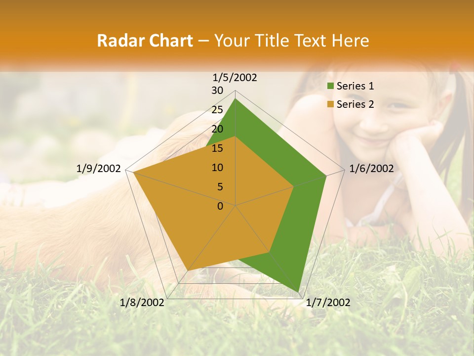 A Little Girl Laying On The Grass With A Dog PowerPoint Template