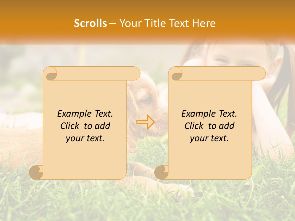 A Little Girl Laying On The Grass With A Dog PowerPoint Template