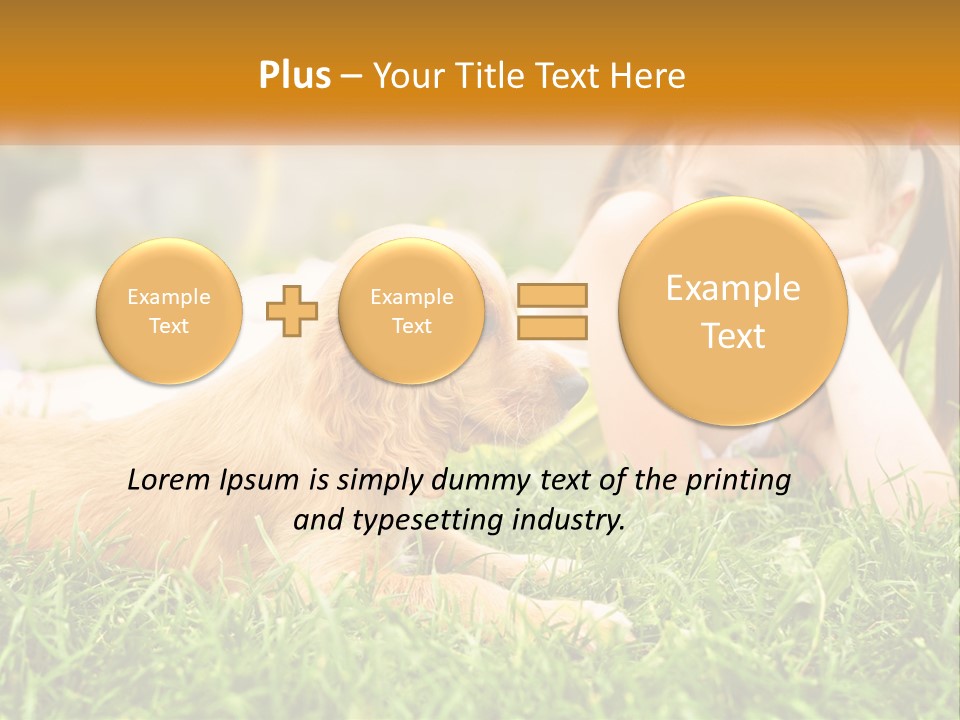 A Little Girl Laying On The Grass With A Dog PowerPoint Template