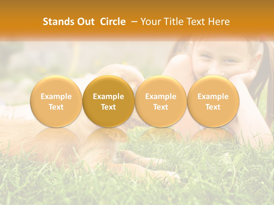 A Little Girl Laying On The Grass With A Dog PowerPoint Template