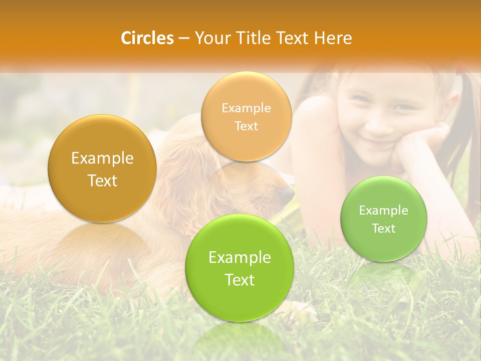 A Little Girl Laying On The Grass With A Dog PowerPoint Template