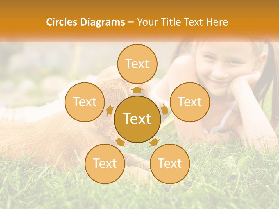 A Little Girl Laying On The Grass With A Dog PowerPoint Template
