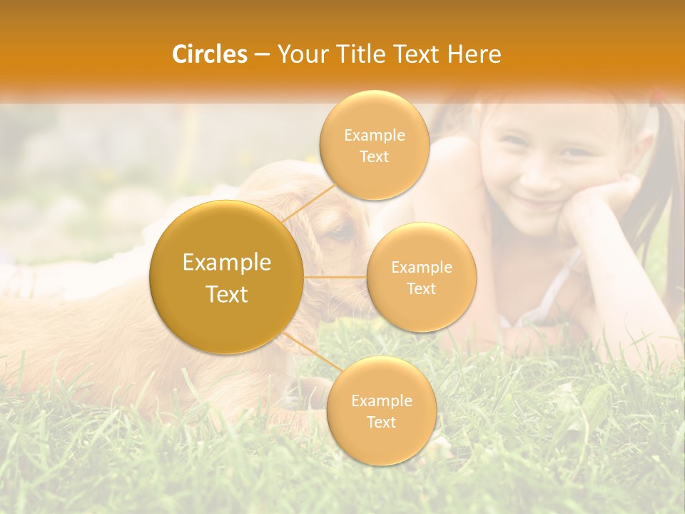 A Little Girl Laying On The Grass With A Dog PowerPoint Template